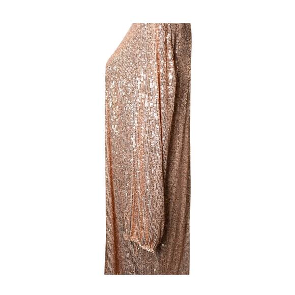 Preston & Yorke Gold Full Micro Sequin Shift Dress Knee Length NWT Size 18 Party - Picture 4 of 11